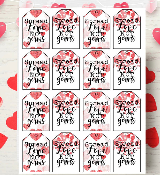 Spread love not germs Valentine’s Day gift tags